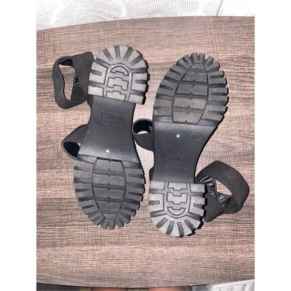 Steve Madden Y2K chunky combat punk heeled strappy sandals black size 10 - Picture 9 of 12